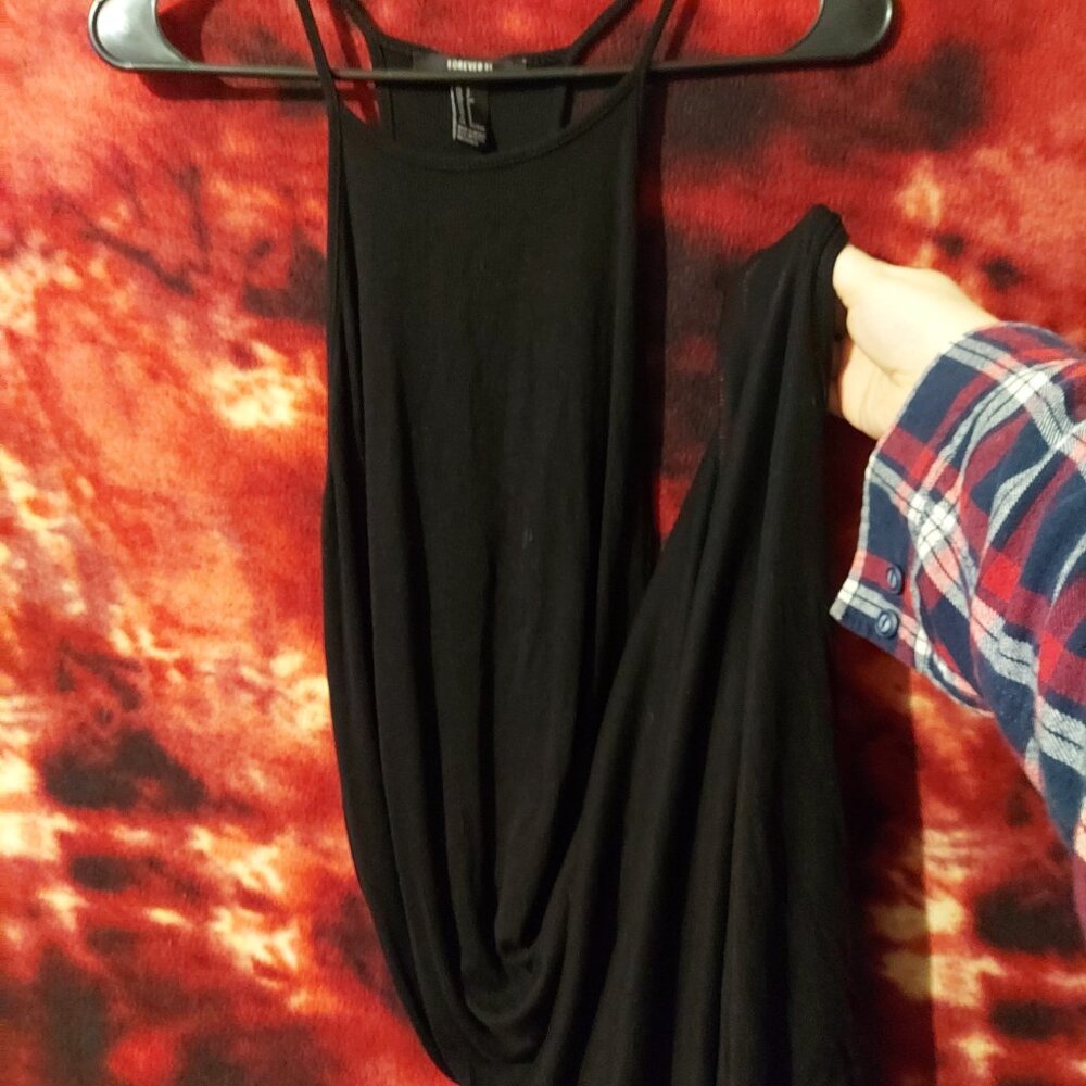 forever 21 black high neckline ribbed maxi dress with side slit
